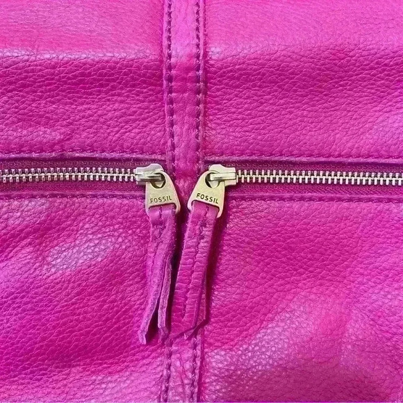 Fossil Women's Medium Burgundy Leather Designer Cross Body Bag Multiple Pockets - Picture 8 of 12